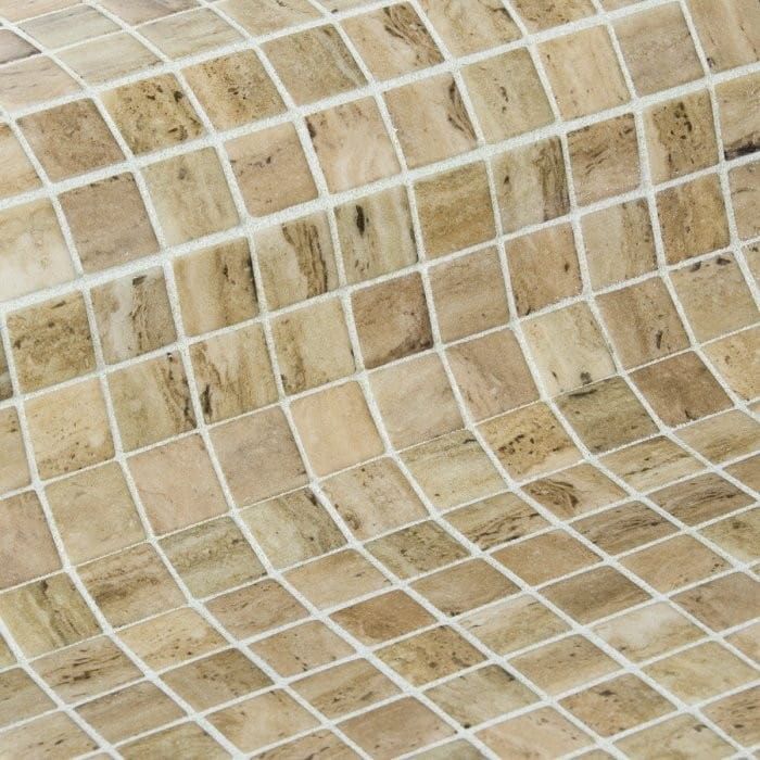 ZEN Travertino Glass mosaic 25x25 mm (plato 31,2x49,5) (bal.= 2,00m2)