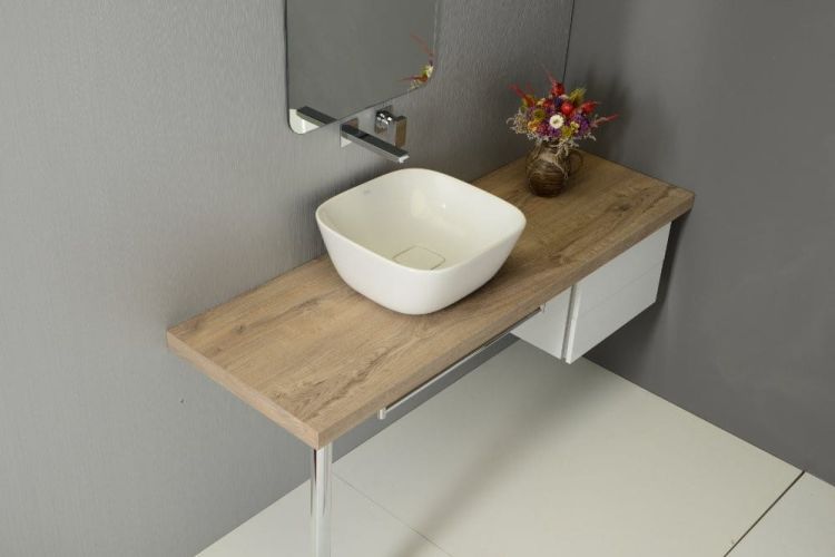 SOFT umywalka ceramiczna nablatowa 42,5x18,5x42,5 cm, bez odpływu