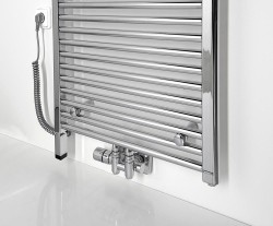 ONE D grzałka elektryczna z termostatem, 300W, lewa, chrom
