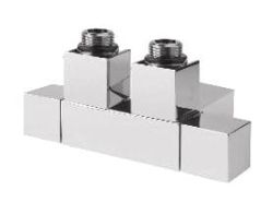 CUBE TWIN zestaw przyłączeniowy środkowy 50mm, stal nierdzewna szczotkowana