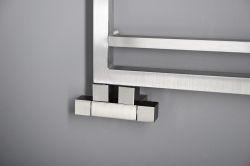 CUBE TWIN zestaw przyłączeniowy środkowy 50mm, stal nierdzewna szczotkowana