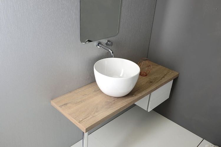 DOME umywalka ceramiczna nablatowa 45,5x22,5x45,5 cm, bez odpływu