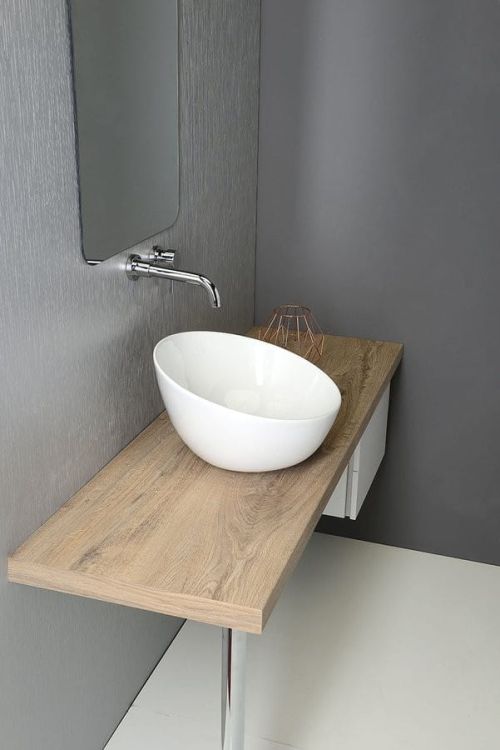 DOME OBLIQUO umywalka ceramiczna nablatowa 44,5x26,5x44,5 cm, bez odpływu