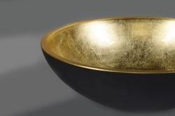 MURANO BLACK-GOLD, umywalka szklana okrągła 40x14cm, złoto/czarna
