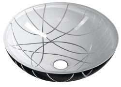 MURANO LINEA, umywalka szklana okrągła 40x14cm, czarna/biała