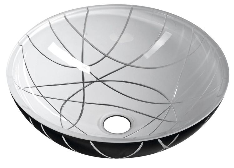MURANO LINEA, umywalka szklana okrągła 40x14cm, czarna/biała