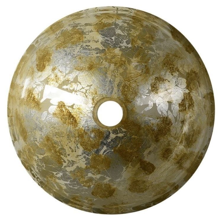 MURANO ANIMA, umywalka szklana okrągła 40x14cm, srebro/złoto