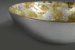 MURANO ANIMA, umywalka szklana okrągła 40x14cm, srebro/złoto