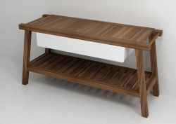 PRIM szafka umywalkowa 146x72x50cm, buk/biały
