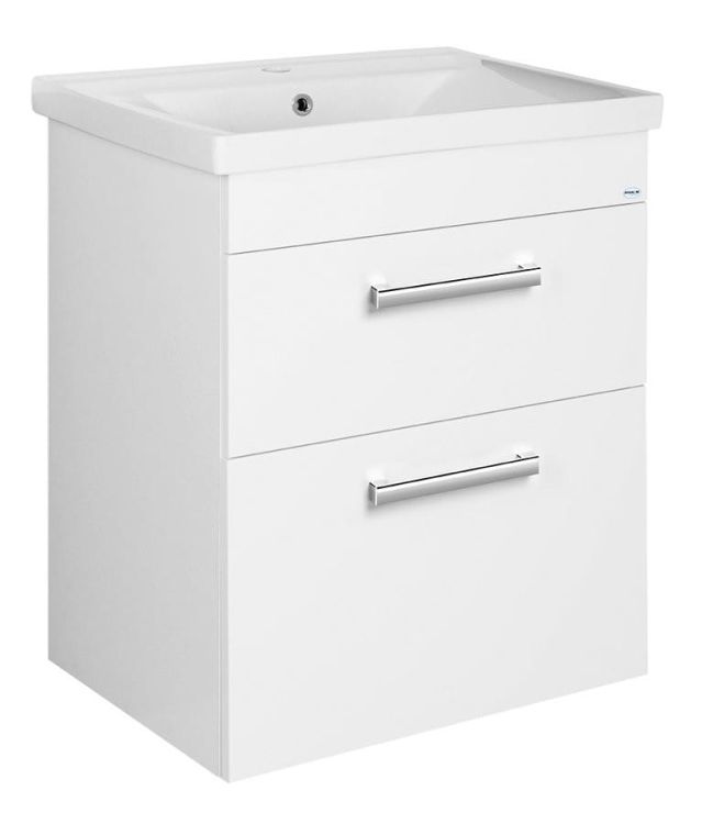 POLY szafka umywalkowa 61,5x74,6x43 cm, 2 szuflady, biała