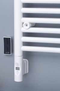 Grzałka elektryczna z termostatem, zdalne sterowanie 600W, okrągła, biała