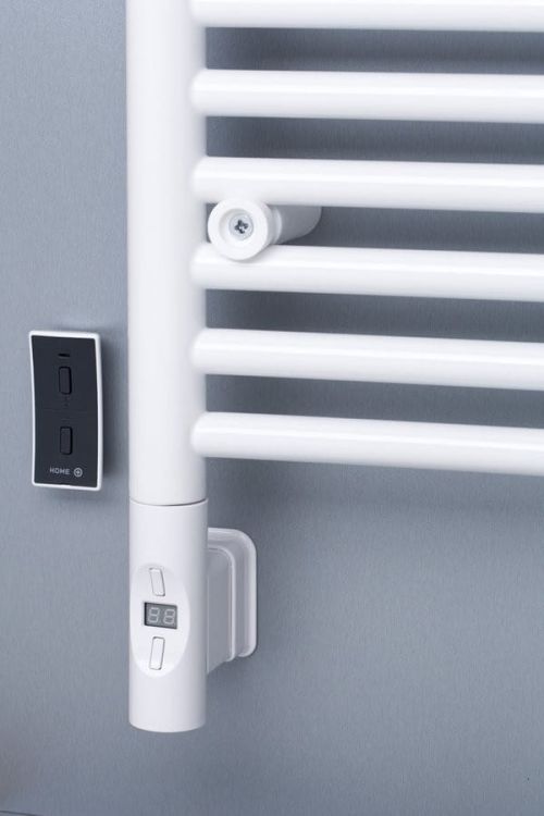 Grzałka elektryczna z termostatem, zdalne sterowanie 600W, okrągła, biała