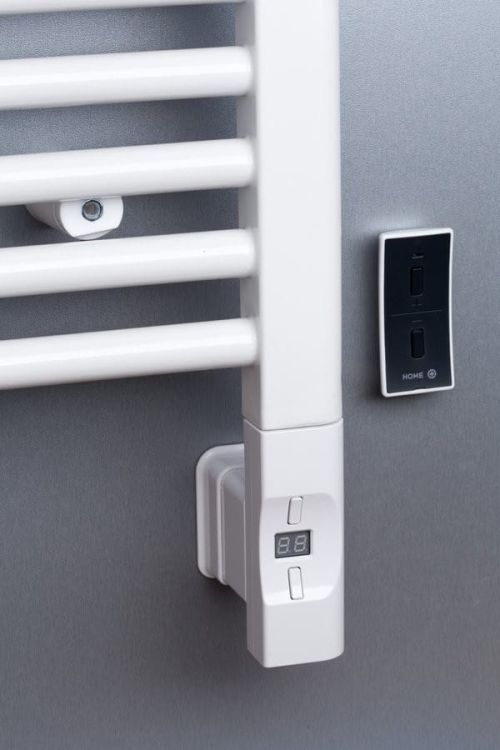 Grzałka elektryczna z termostatem, zdalne sterowanie 900W, D-kształt, biala