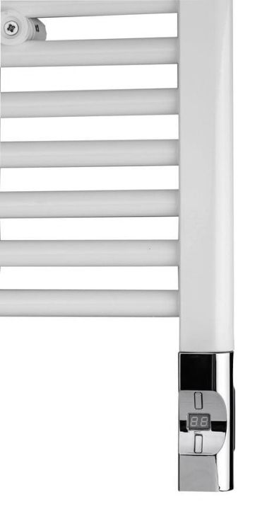 Grzałka elektryczna z termostatem, zdalne sterowanie 900W, D-kształt, chrom