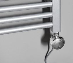 Grzałka elektryczna z termostatem, kabel prosty, 400 W, chrom