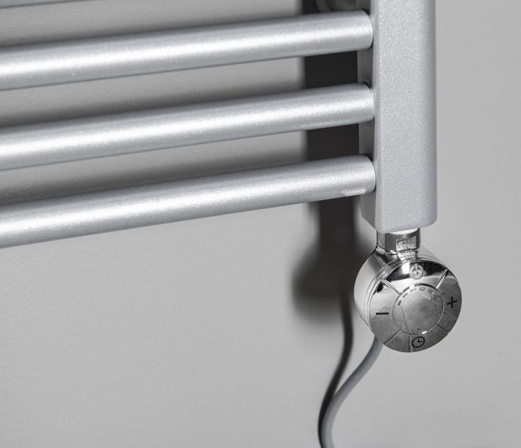 Grzałka elektryczna z termostatem, kabel prosty, 400 W, chrom