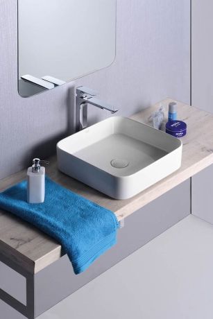 Przejdź do produktu BLADE umywalka ceramiczna nablatowa 40x40cm, biały