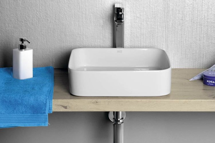 BLADE umywalka ceramiczna nablatowa 40x11,5x40 cm, bez odpływu