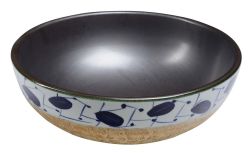 PRIORI umywalka ceramiczna, średnica 42cm,15cm, Czarno-brązowy i niebieski wzór