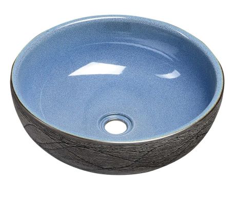 Przejdź do produktu PRIORI umywalka ceramiczna nablatowa Ø 41 cm, niebieski/szary