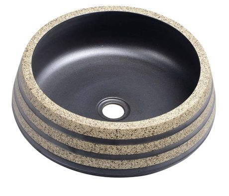 Przejdź do produktu PRIORI umywalka ceramiczna nablatowa Ø 41cm, czarny/kamień