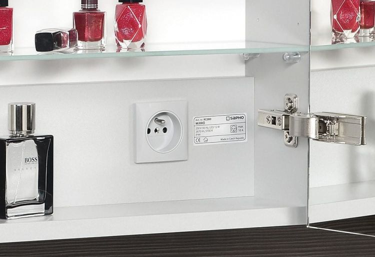 MIRRÓ LED szafka z oświetleniem LED, 80x70x15cm, czujnik zbliżeniowy, srebro
