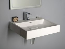 AMUR umywalka 60x15x45cm, konglomerat, biała