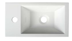 AMAROK umywalka kompozytowa 40x11x22cm, biała, bateria z lewej strony