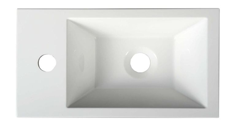 AMAROK umywalka kompozytowa 40x11x22cm, biała, bateria z lewej strony
