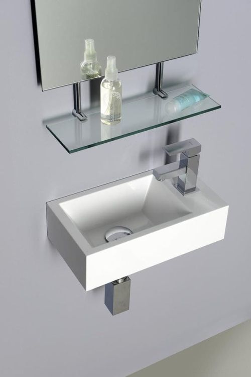 AMAROK umywalka kompozytowa 40x11x22cm, biała, bateria z prawej strony