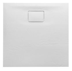 ACORA brodzik kompozytowy, kwadrat 80x80x3,5cm, biały, dekor kamień