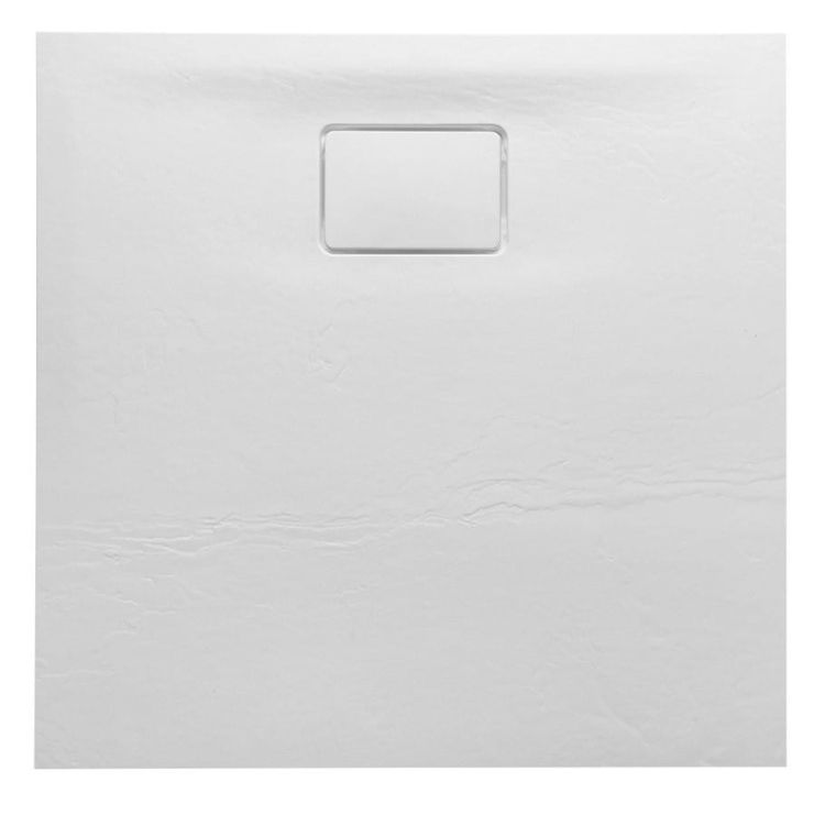 ACORA brodzik kompozytowy, kwadrat 80x80x3,5cm, biały, dekor kamień