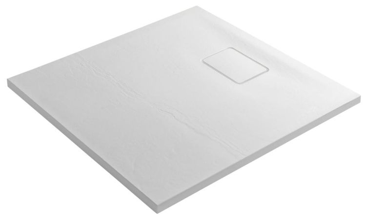 ACORA brodzik kompozytowy, kwadrat 80x80x3,5cm, biały, dekor kamień