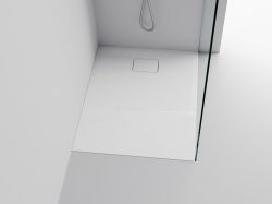 ACORA brodzik kompozytowy, prostokąt 100x80x3,5cm, biały, dekor kamień