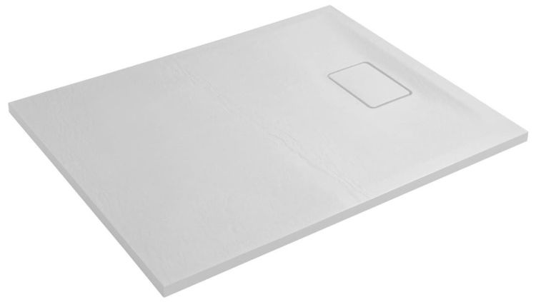 ACORA brodzik kompozytowy, prostokąt 100x80x3,5cm, biały, dekor kamień