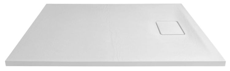 ACORA brodzik kompozytowy, prostokąt 100x80x3,5cm, biały, dekor kamień