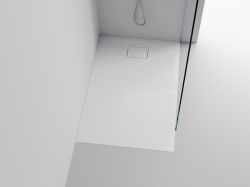 ACORA brodzik kompozytowy, prostokąt 120x80x3,5cm, biały, dekor kamień