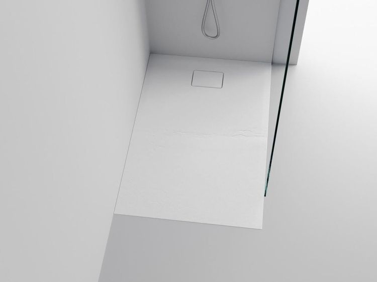ACORA brodzik kompozytowy, prostokąt 120x80x3,5cm, biały, dekor kamień