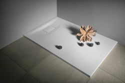 ACORA brodzik kompozytowy, prostokąt 120x80x3,5cm, biały, dekor kamień