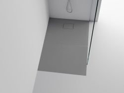 ACORA brodzik kompozytowy, prostokąt 120x80x3,5cm, szary, dekor kamień