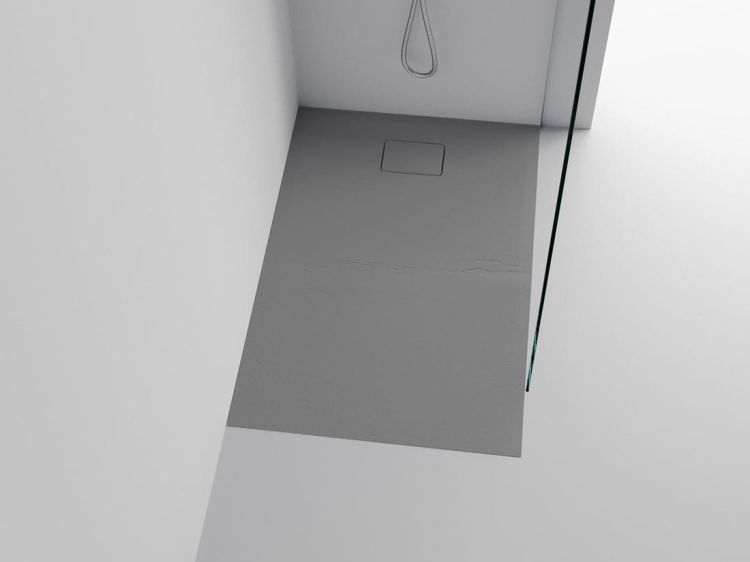 ACORA brodzik kompozytowy, prostokąt 120x80x3,5cm, szary, dekor kamień