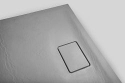 ACORA brodzik kompozytowy, prostokąt 120x80x3,5cm, szary, dekor kamień