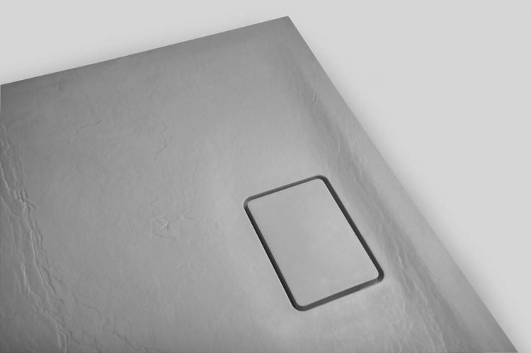 ACORA brodzik kompozytowy, prostokąt 120x80x3,5cm, szary, dekor kamień