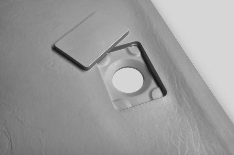 ACORA brodzik kompozytowy, prostokąt 120x80x3,5cm, szary, dekor kamień