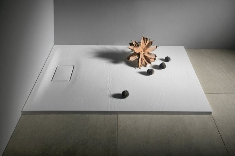 ACORA brodzik kompozytowy, prostokąt 120x90x3,5cm, biały, dekor kamień