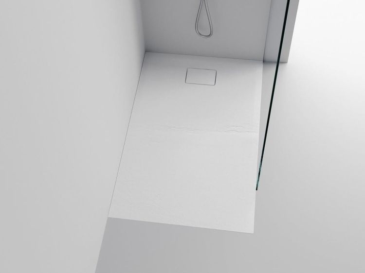 ACORA brodzik kompozytowy, prostokąt 120x90x3,5cm, biały, dekor kamień