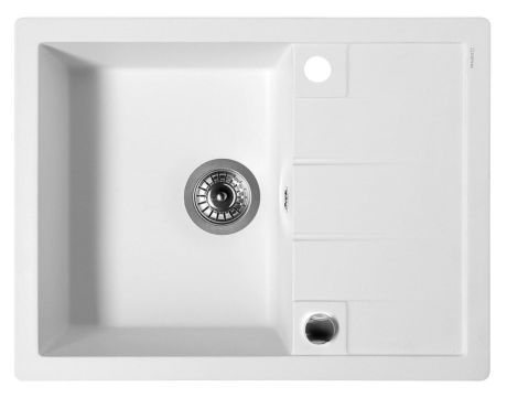 Przejdź do produktu Zlewozmywak granitowy z ociekaczem 65x50 cm, biały