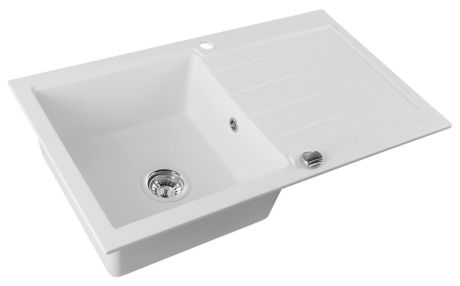 Przejdź do produktu Zlewozmywak granitowy z ociekaczem 86x50cm, biały