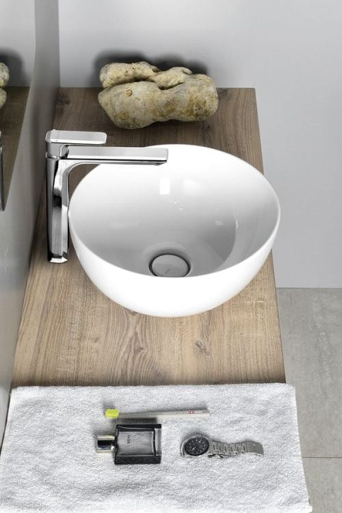 ETELA umywalka średnica 40 cm x 20 cm, z korkiem ceramicznym