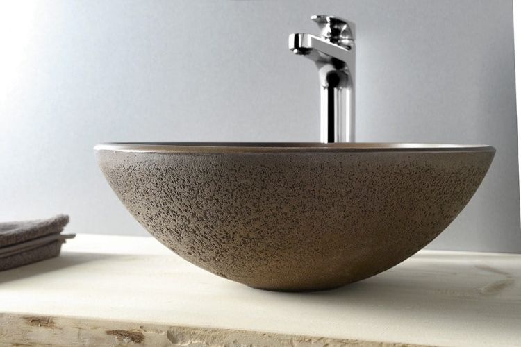 FORMIGO umywalka betonowa, średnica 41 cm, ciemny brąz